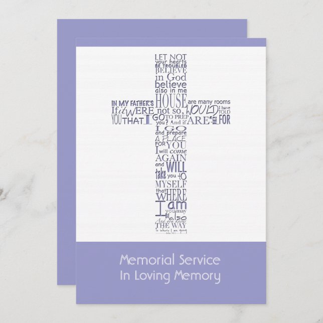 Bible Verses from John 14 Memorial Service 6 Invitation (Front/Back)