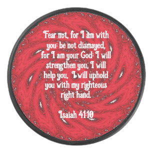 Bible Verses Inspirational Quote Isaiah 41:10 Hockey Puck