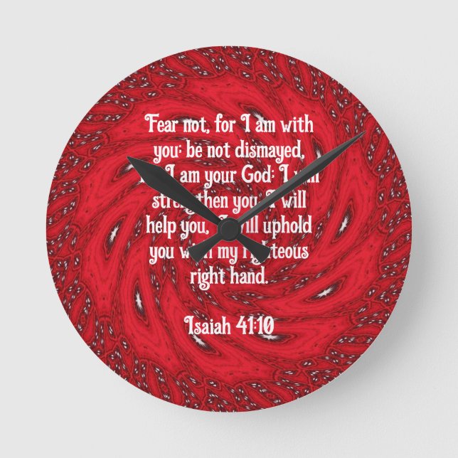 Bible Verses Inspirational Quote Isaiah 41:10 Round Clock (Front)