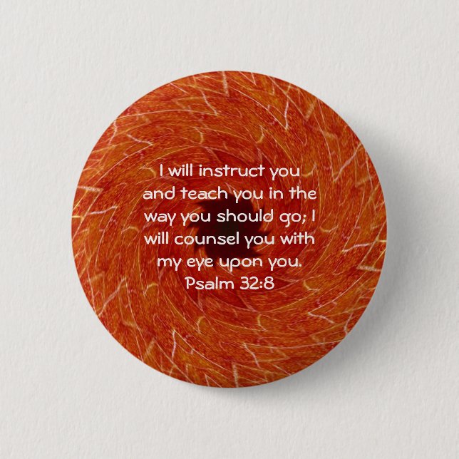 Bible Verses Inspirational Quote Psalm 32:8 6 Cm Round Badge (Front)