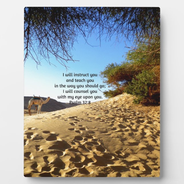 Bible Verses Inspirational Quote Psalm 32:8 Plaque (Front)