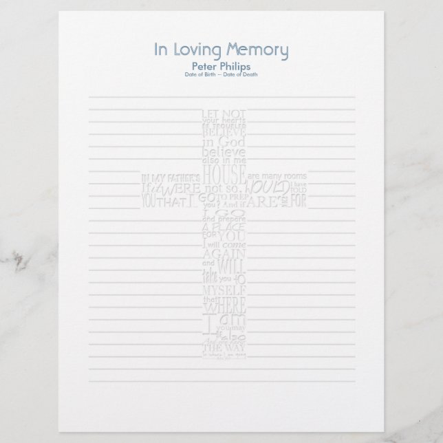 Bible Verses John14 Funeral Book Filler Page - 8 (Front)