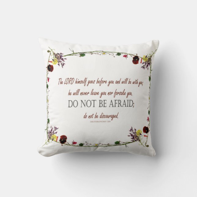 Bible verses Pillow Deuteronomy Do Not Be Afraid (Front)