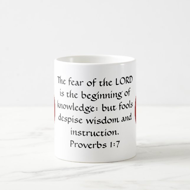 Bible Verses Wisdom Quote Saying Proverbs 1:7 Coffee Mug (Center)