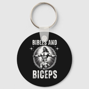 Bibles And Biceps Bodybuilding Jesus Fitness Funny Key Ring