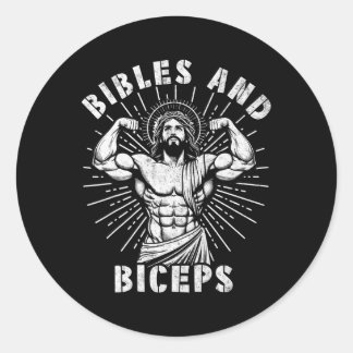 Bibles And Biceps Funny Christian Weightlifting Wo Classic Round Sticker