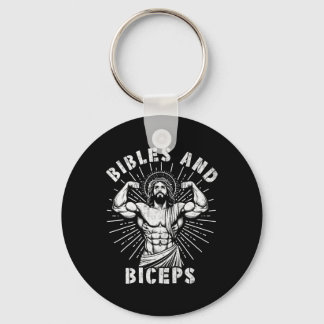 Bibles And Biceps Funny Christian Weightlifting Wo Key Ring