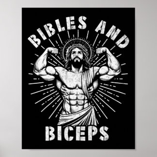 Bibles And Biceps Funny Christian Weightlifting Wo Poster