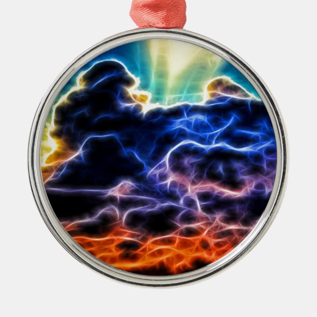 Biblical Electrified Cumulus Clouds Skyscape Metal Tree Decoration (Front)