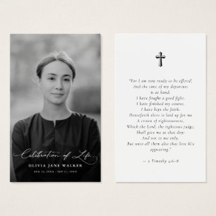 Biblical Faith Funeral Memorial Photo Prayer Card