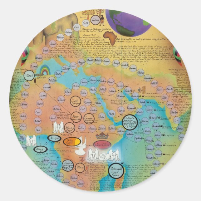 Biblical Genealogy Charts Classic Round Sticker (Front)