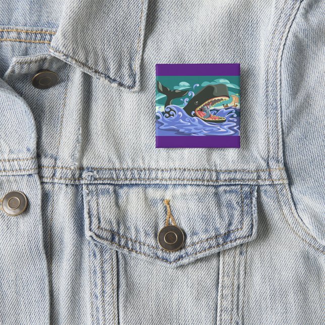 Biblical Jonah and the Whale Ocean Scene 15 Cm Square Badge (Creator Uploaded)