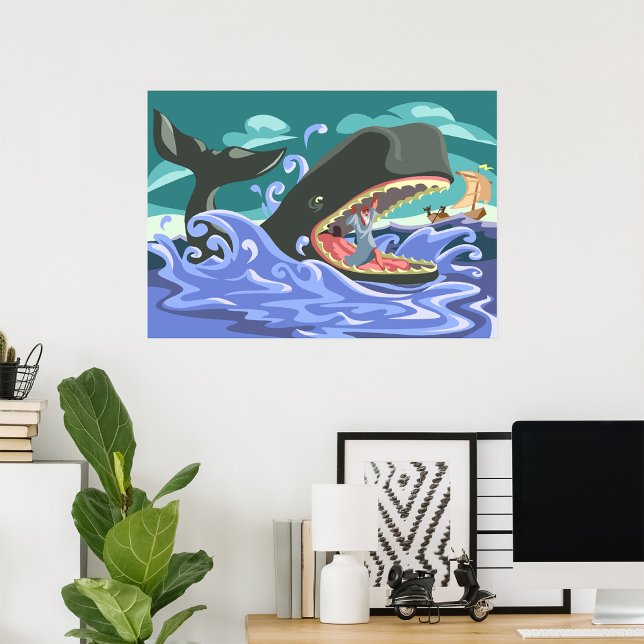 Biblical Jonah and the Whale Ocean Scene Poster (Creator Uploaded)