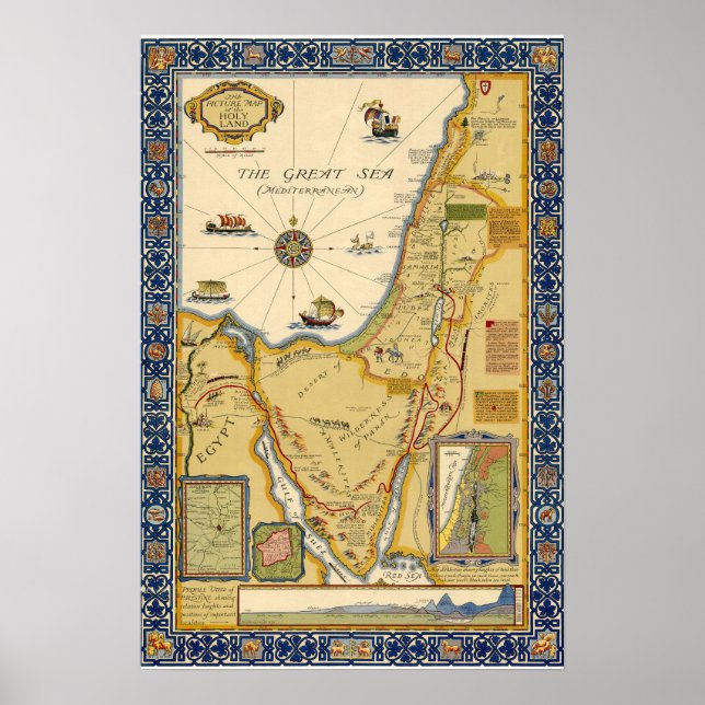 Biblical Map of the Holy Land Poster (Front)