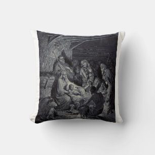 Biblical nativity scene cushion