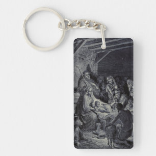 Biblical nativity scene key ring