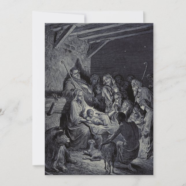 Biblical nativity scene thank you card (Front)