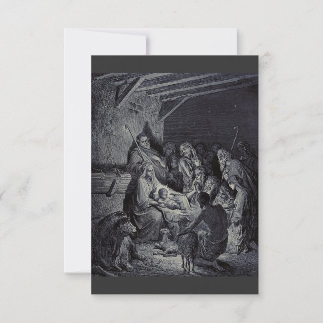 Biblical nativity scene thank you card (Front)