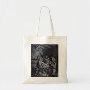 Biblical nativity scene tote bag
