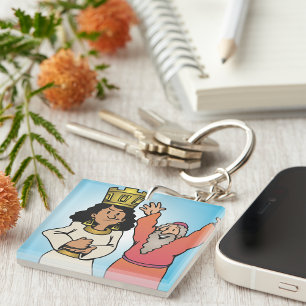 Biblical Queen and Prophet Faith-Based Characters Key Ring