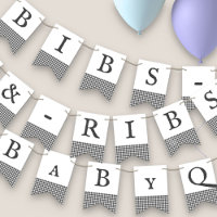Bibs & Ribs BaByQ Editable Grey Plaid Baby Shower