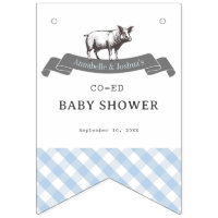 Bibs & Ribs BBQ Rustic Blue Gingham Baby Shower