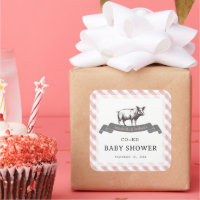 Bibs & Ribs BBQ Rustic Pink Gingham Baby Shower