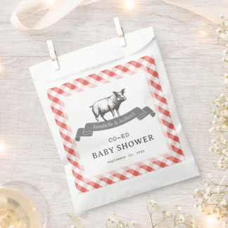 Bibs & Ribs BBQ Rustic Red Gingham Baby Shower Favour Bags