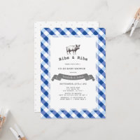 Bibs & Ribs Rustic Navy Gingham Co-Ed Baby Shower