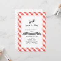 Bibs & Ribs Rustic Red Gingham Co-Ed Baby Shower