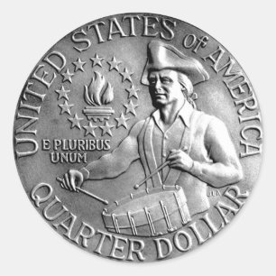 Bicentenial Quater Coin Classic Round Sticker