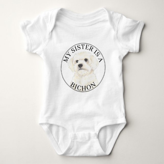 Bichon Big Sister Baby Bodysuit (Front)