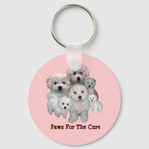 Bichon Breast Cancer Keychain