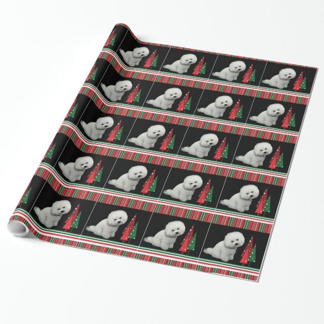 Bichon Christmas Wrapping Paper (Unrolled)