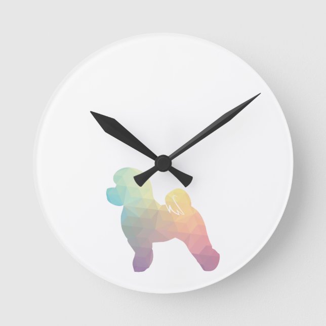 Bichon Dog Breed Geo Silhouette Pastel Round Clock (Front)