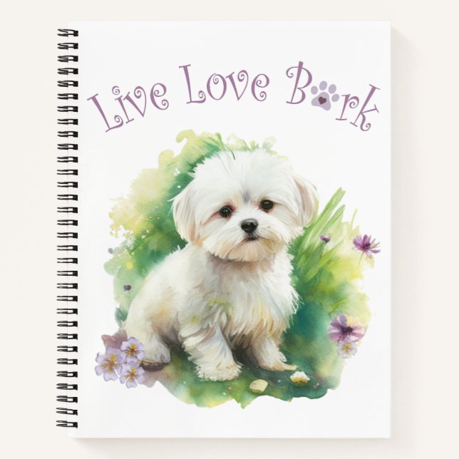 Bichon Dog Mum Floral Notebook (Front)