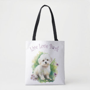 Bichon Dog Mum Floral Tote Bag