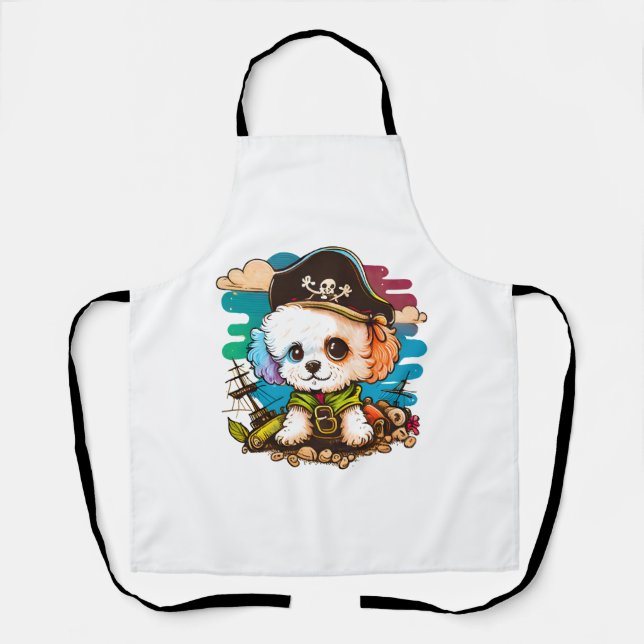 Bichon Dog Pirate Apron (Front)
