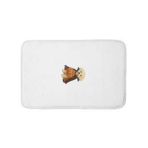 Bichon Fris� Halloween Vampire Pup with Pumpkin Ba Bath Mat