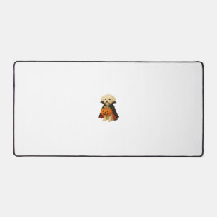 Bichon Fris� Halloween Vampire Pup with Pumpkin Ba Desk Mat