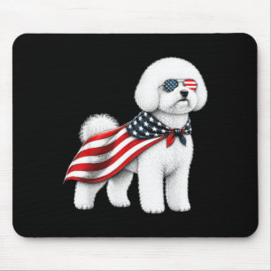 Bichon Frise 4th Of July Aamerican Flag Dog Mouse Pad