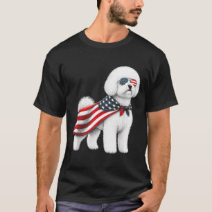 Bichon Frise 4th Of July Aamerican Flag Dog T-Shirt