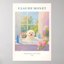 Bichon Frise Art Print Monet Style French Bathroom