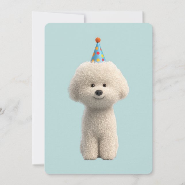 Bichon Frise Birthday Party Invitation (Front)