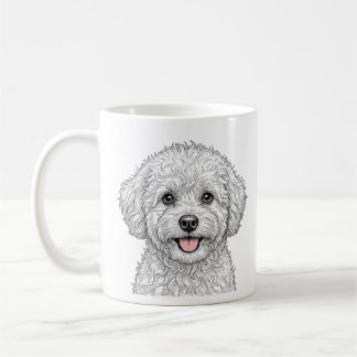Bichon Frise Black White Art Mug