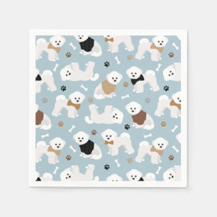 Bichon Frise Bones and Paws Blue Napkins