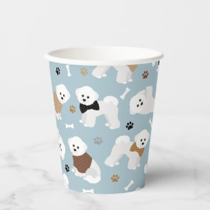 Bichon Frise Bones and Paws Blue Paper Cups
