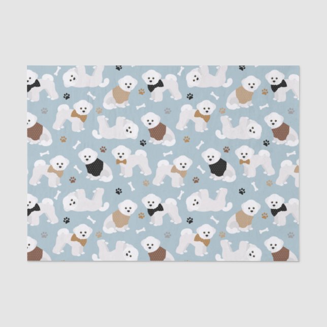 Bichon Frise Bones and Paws Blue Tissue Paper (Front)