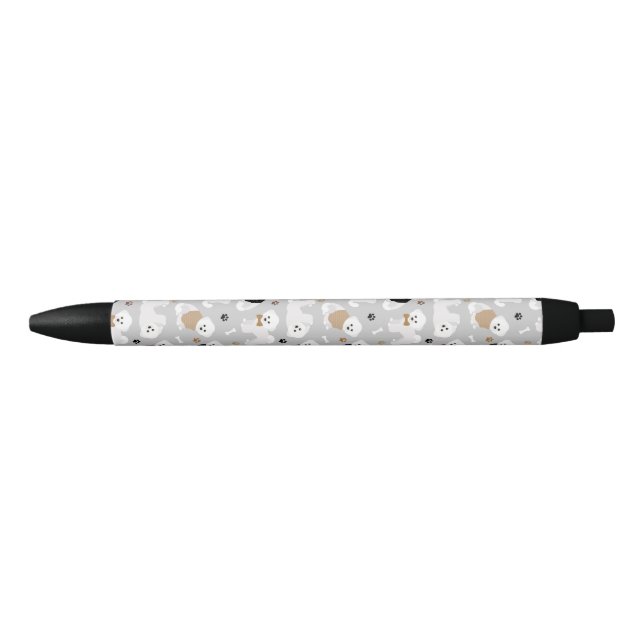 Bichon Frise Bones and Paws Grey Black Ink Pen (Front)