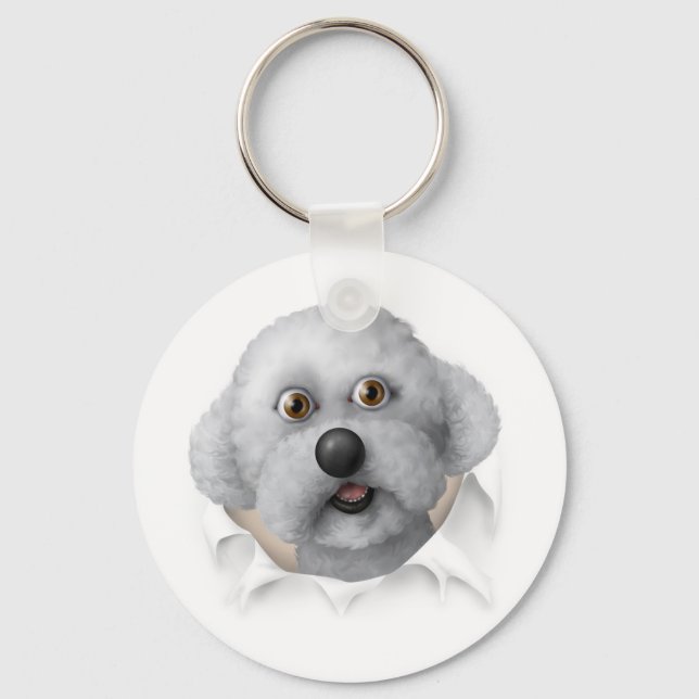 Bichon Frise Busting Out Key Ring (Front)